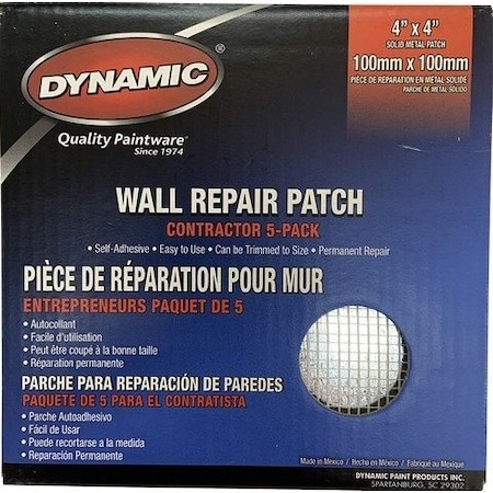 Dynamic Paint Products Dynamic 4 in. x 4 in. 100mm x 100mm Drywall Repair Patch - Contractor, 5PK 03215